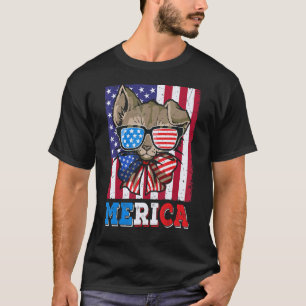 Fourth Of July Womens Merica Cute Kitten Cat Graph T-Shirt