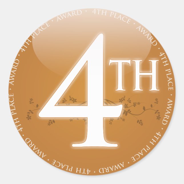 Fourth Place (4th) Award Classic Round Sticker (Front)