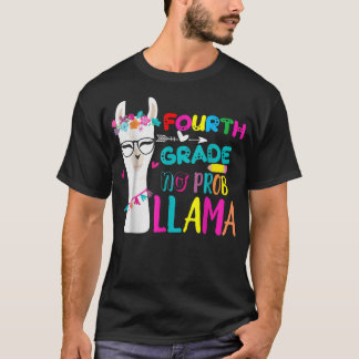Fourth Team 4th Grade Teacher Rainbow No Prob Llam T-Shirt