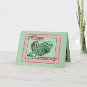 Fourth Wedding Anniversary Fern Filled Heart Card
