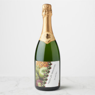 Fourth Wedding Anniversary Fruit and Flowers Sparkling Wine Label