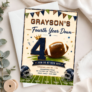 Fourth Year Down Football Birthday Invitation