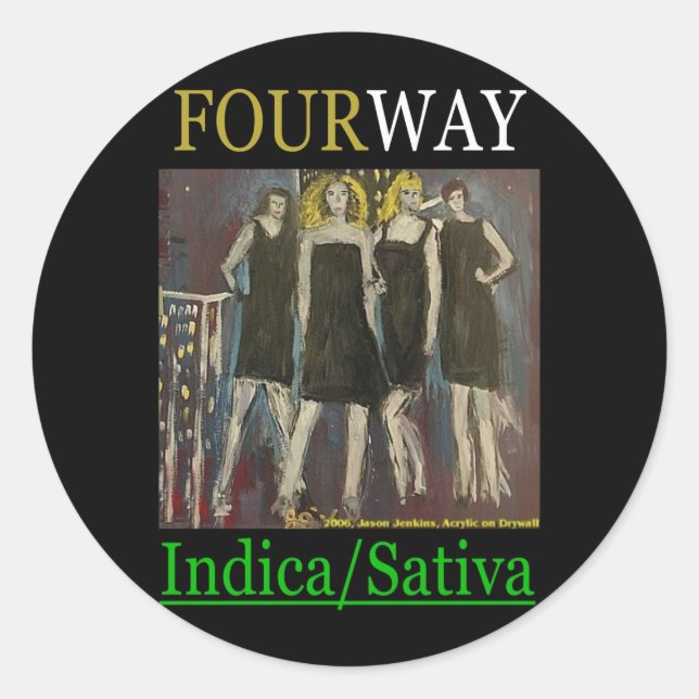 FOURWAY INDICA SATIVA CLASSIC ROUND STICKER (Front)