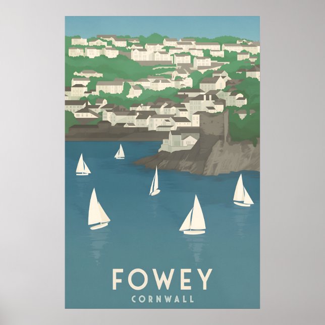 Fowey Cornwall Travel Poster (Front)