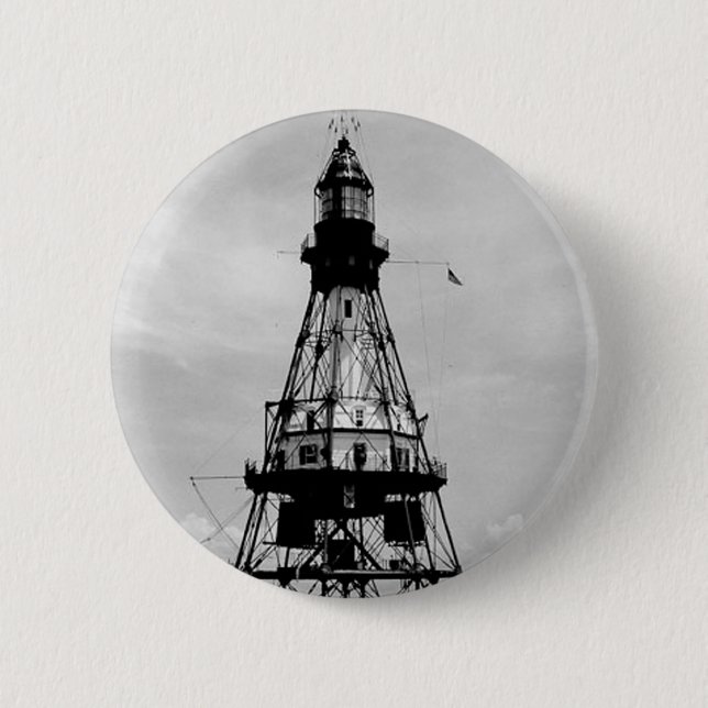 Fowey Rocks Lighthouse 6 Cm Round Badge (Front)
