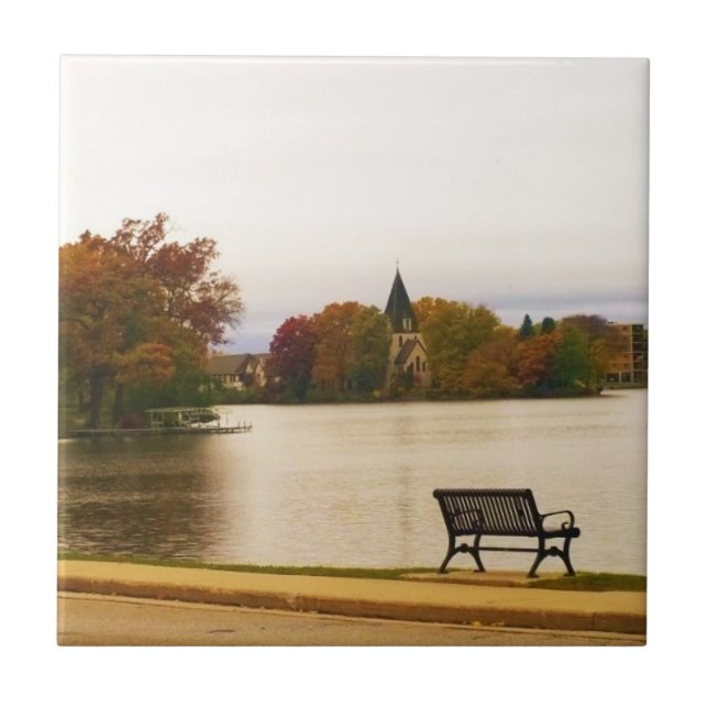 Fowler Lake in Autumn, WI Tile (Front)