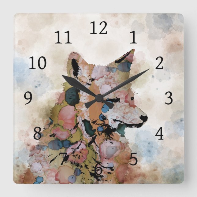 Fox 1 square wall clock (Front)