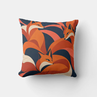 Fox After Hours Bold Orange and Navy Woodland Cushion