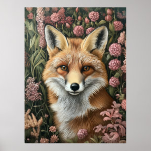 Fox Among Spring Blooms Poster