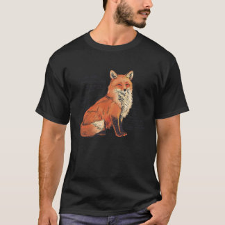 Fox Anatomy Beautiful Vulpes Sweet Retro Sketch Vi T-Shirt