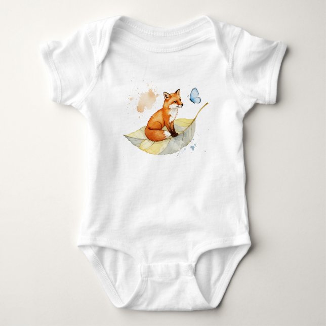  Fox and a butterfly  Baby Bodysuit (Front)
