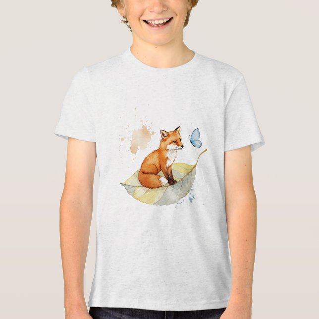  Fox and a butterfly  Tri-Blend Shirt (Front)