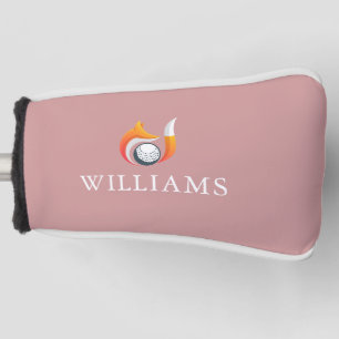 Fox And Ball Golf Custom Name Dusty Rose Pink Head Cover