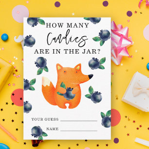 Fox and blueberries - guess how many candies enclosure card