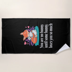 Fox And Bunny Couple Love Peace Friends Beach Towel