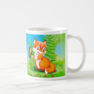 fox and butterfly coffee mug