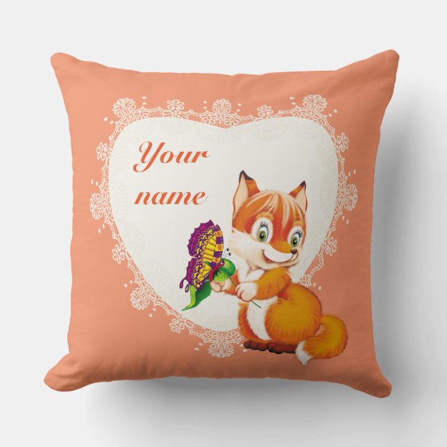fox and butterfly cushion (Front)