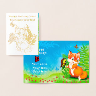 fox and butterfly foil card