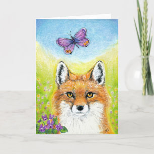 Fox and Butterfly Holiday Card