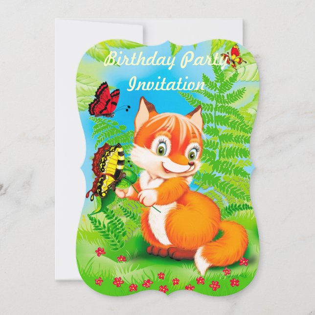fox and butterfly invitation (Front)