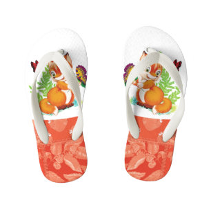 fox and butterfly kid's flip flops