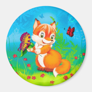fox and butterfly magnet