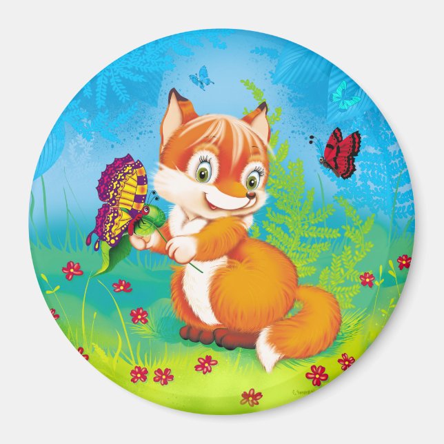 fox and butterfly magnet (Front)