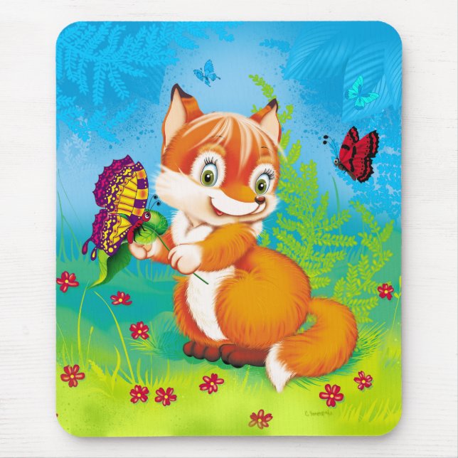 fox and butterfly mouse mat (Front)