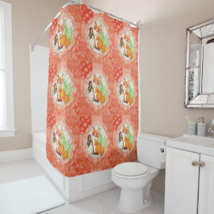 fox and butterfly pattern shower curtain