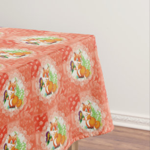 fox and butterfly pattern tablecloth