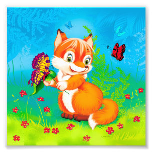 fox and butterfly photo print