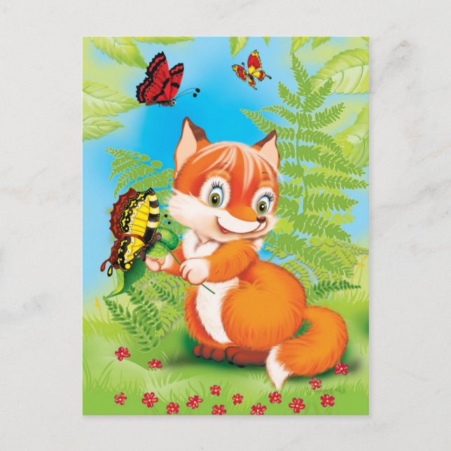 fox and butterfly postcard (Front)