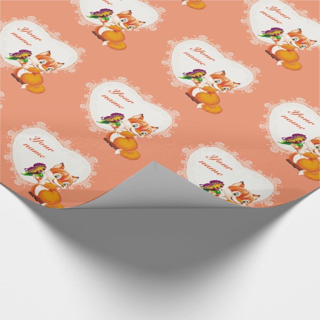 fox and butterfly wrapping paper (Corner)