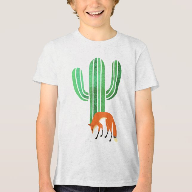 Fox and cactus Tri-Blend shirt (Front)