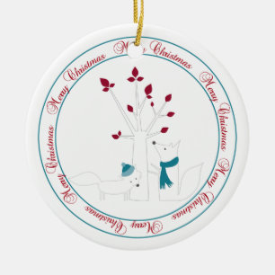 Fox and Christmas Tree From Our House to Yours Ceramic Tree Decoration