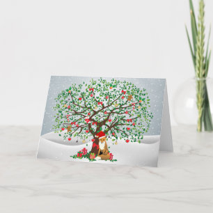 Fox and Christmas Tree Holiday Card