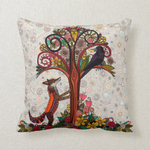 fox and crow cushion