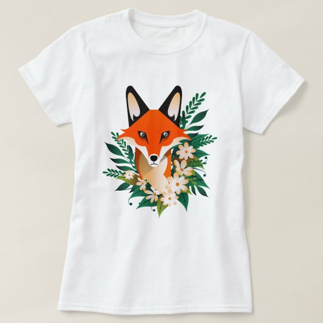 Fox and Flowers T-Shirt (Design Front)