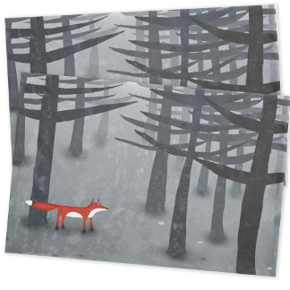 Fox and Forest Grey Pillowcase