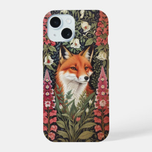 Fox and Foxglove Flowers William Morris Inspired iPhone 15 Case