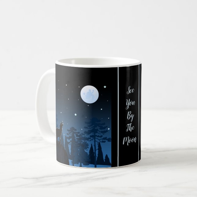 Fox And Full Moon At Midnight Coffee Mug (Front Left)