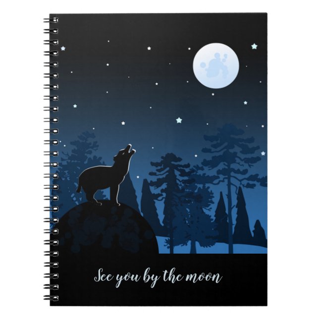 Fox And Full Moon At Midnight Notebook (Front)