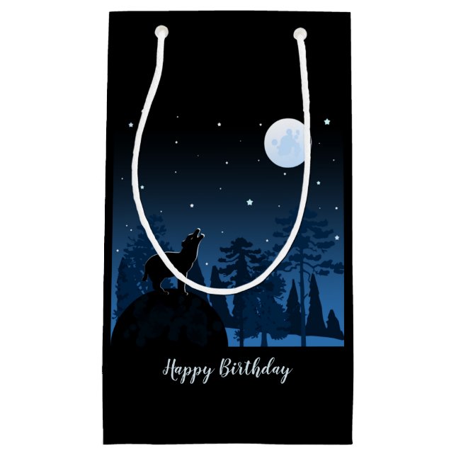 Fox And Full Moon At Midnight Small Gift Bag (Front)