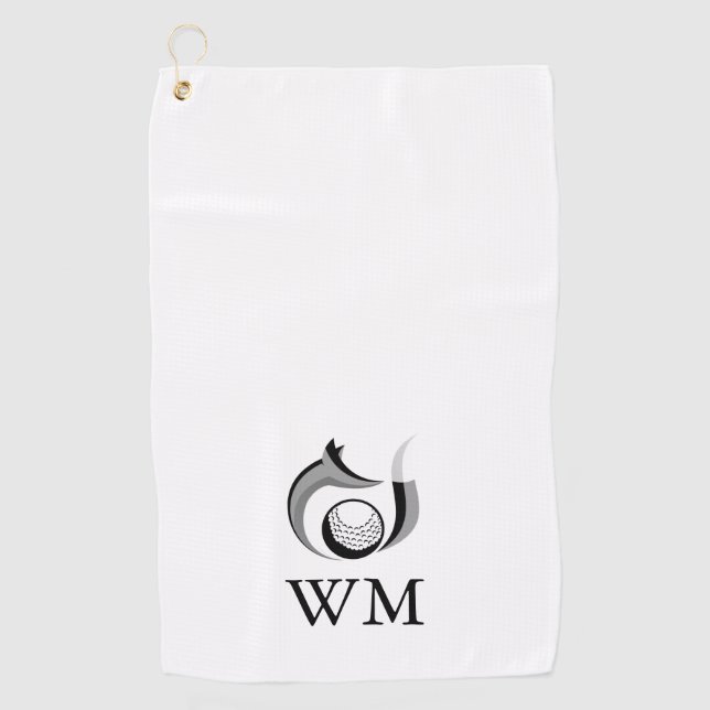 Fox And Golf Ball Personalised Monogram Golf Towel (Front)
