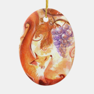 Fox and Grapes Ceramic Tree Decoration