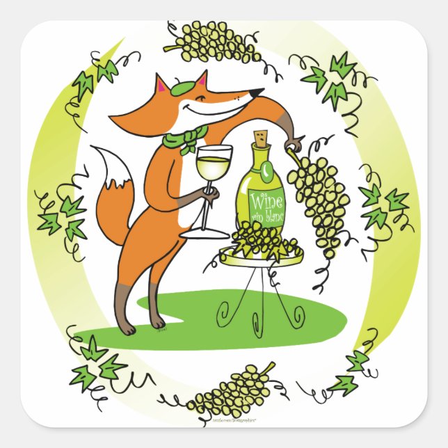 Fox and Grapes: Vin Blanc Square Sticker (Front)