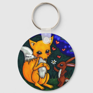 fox and hare love story key ring