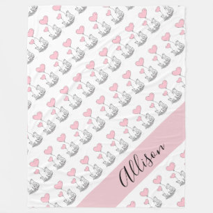 Fox and Hearts Fleece Blanket