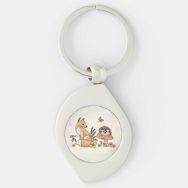fox and hedgehog key ring (Front)