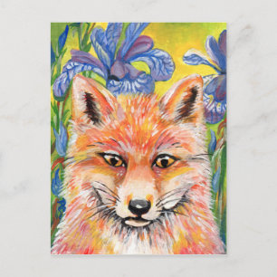 Fox and Irises Postcard